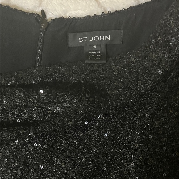 St. John Black Long Sleeve Sequin Dress - Picture 2 of 6